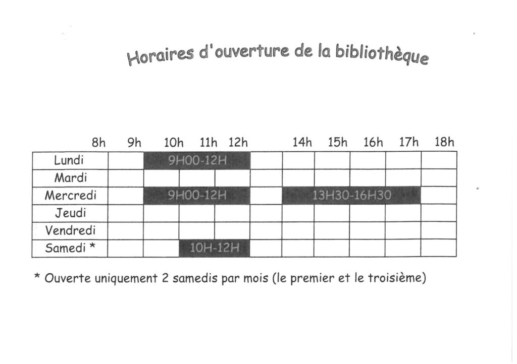 Horaires Bibliothèque – Cuinchy – Site Officiel De La Ville De Cuinchy